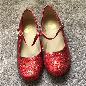 Red kid heels